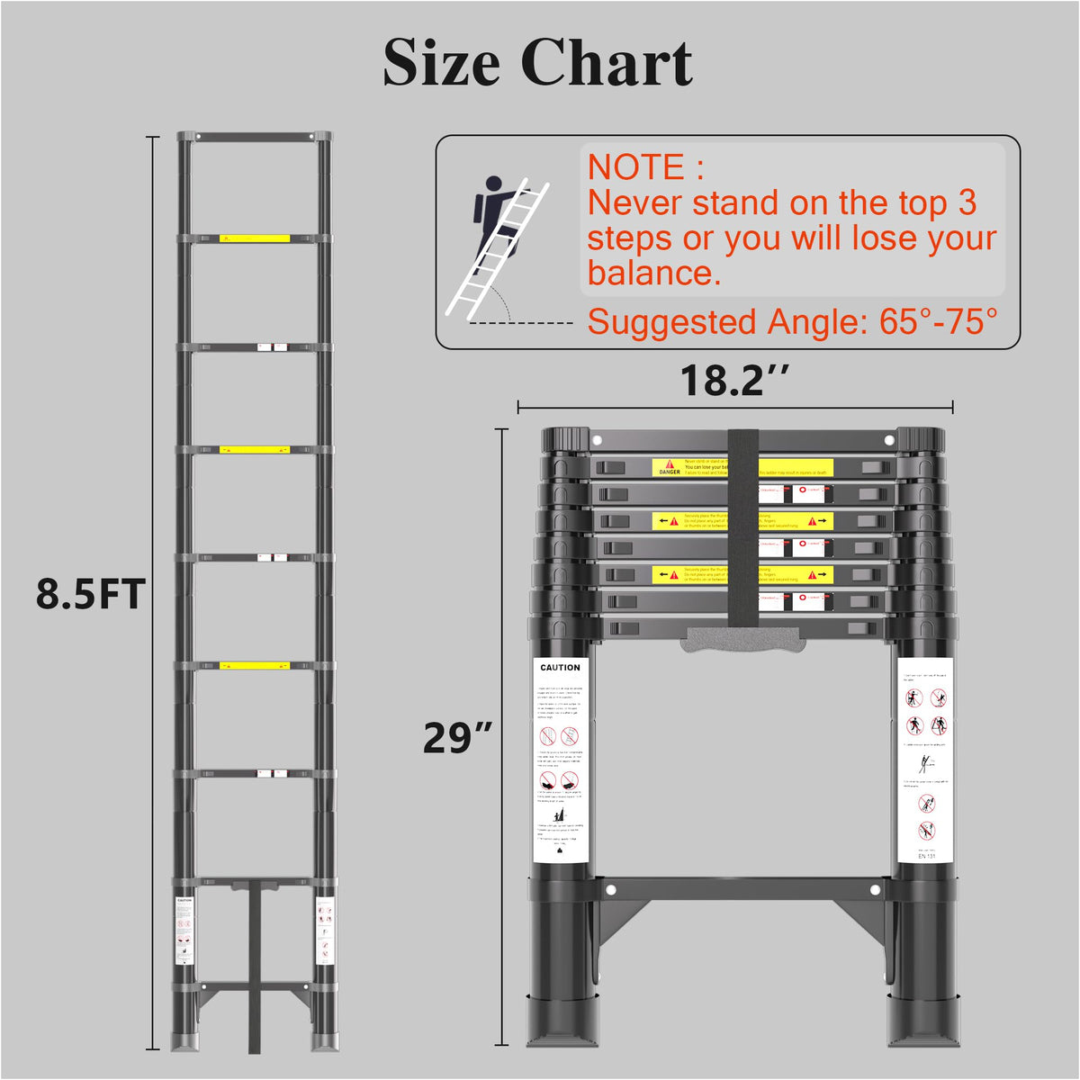8.5 FT 330 Lbs Aluminum Telescoping Ladder S4111