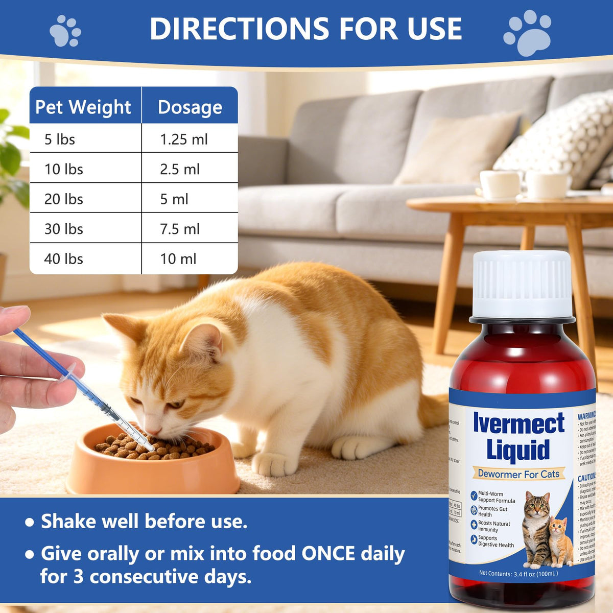 Broad Spectrum Cat Dewormer 100mL U410