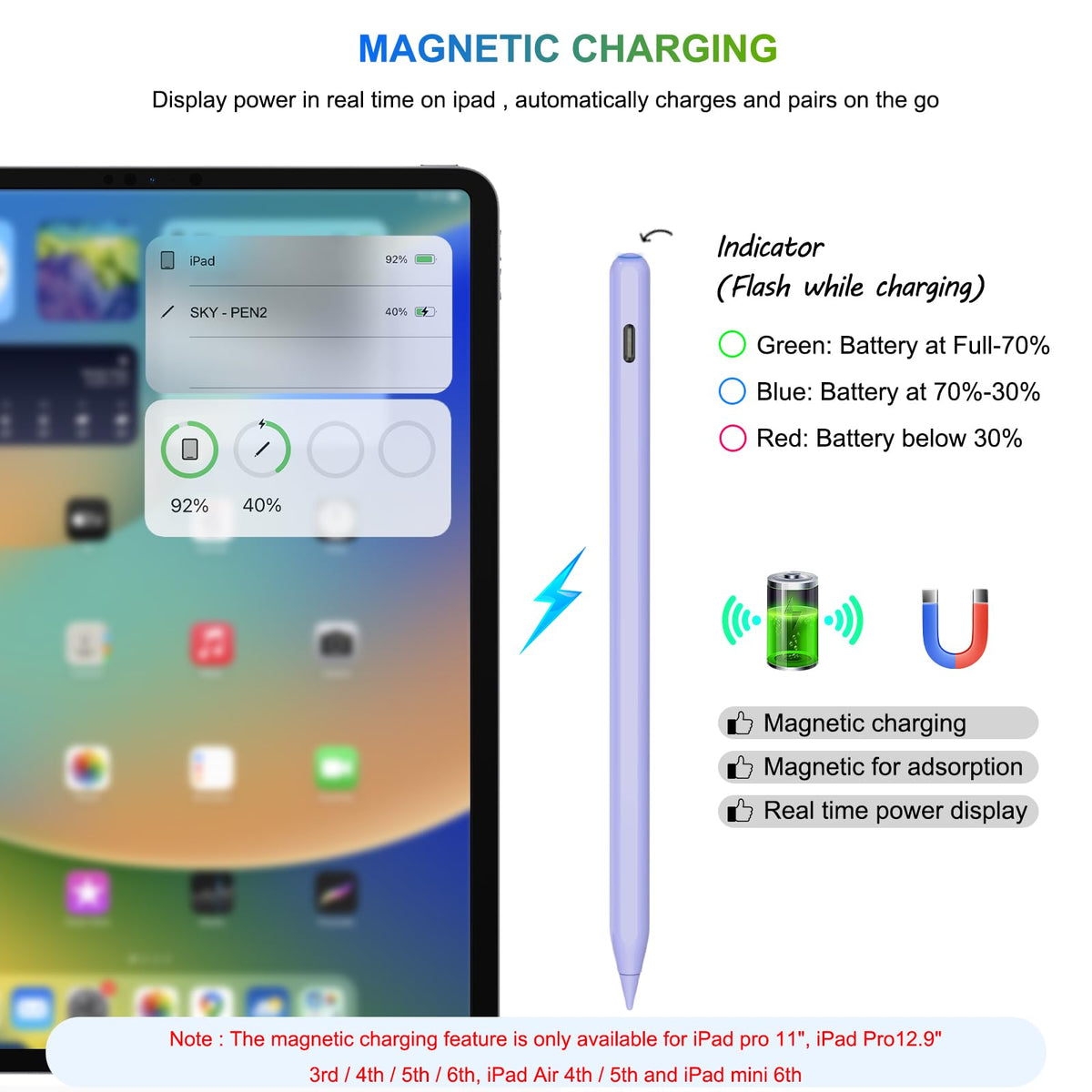 Magnetic Wireless Charging Pencil 2nd Gen Purple R454