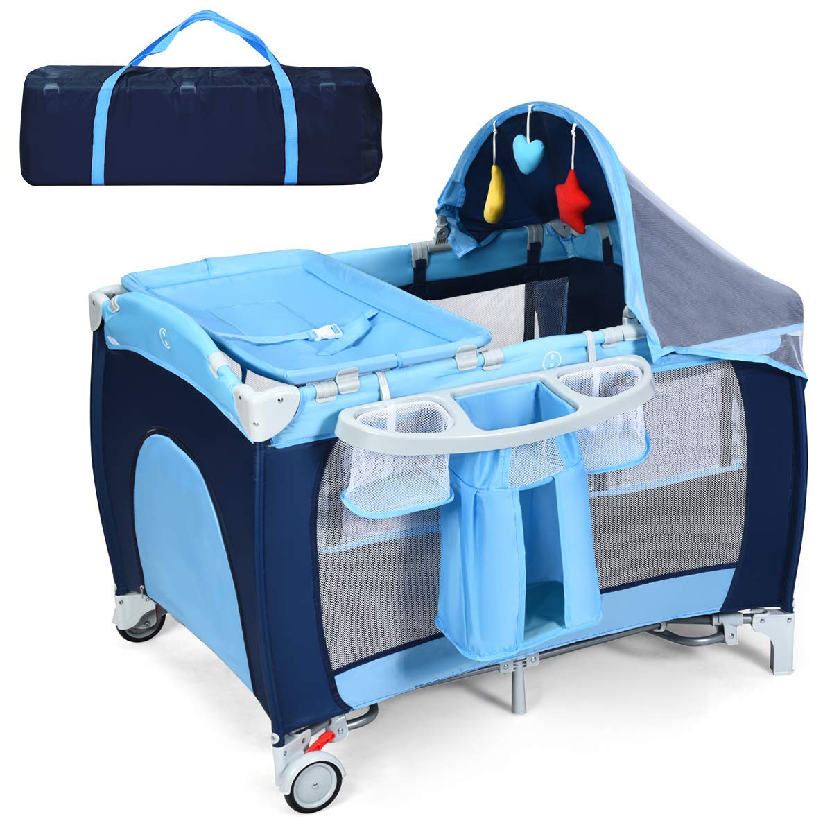 4-in-1 Portable Baby Playard with Bassinet and Changing Table Q295