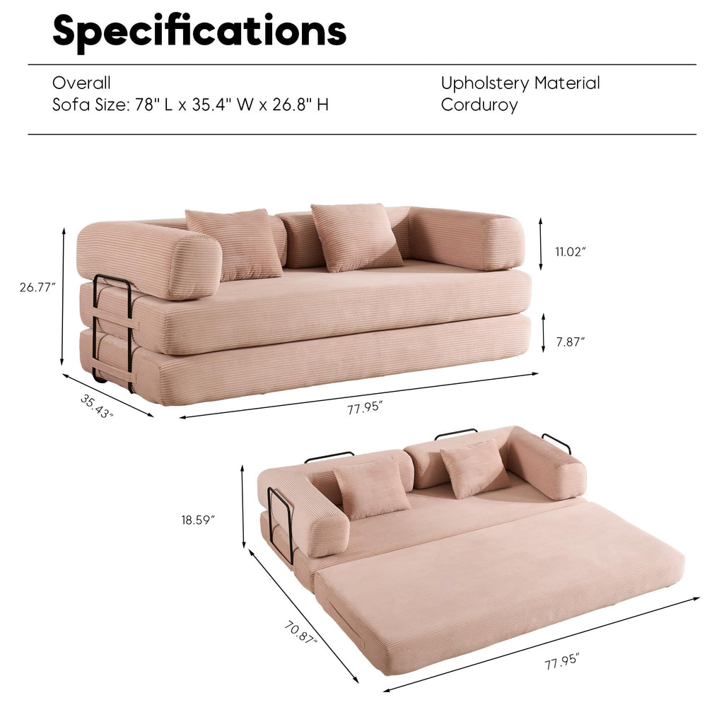 Pink Convertible Floor Sofa Bed T5354
