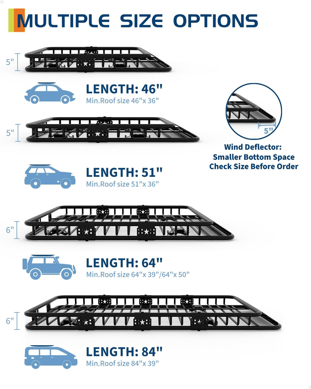46" x 36" 200 Lbs Capacity Roof Rack Cargo Carrier Basket O1412