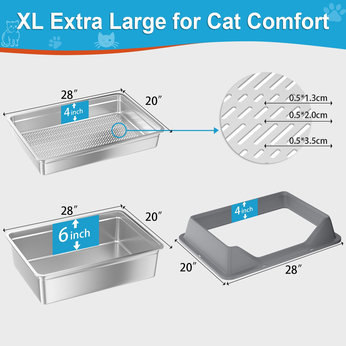 XXXL Stainless Steel Sifting Litter Box with Lid S450961