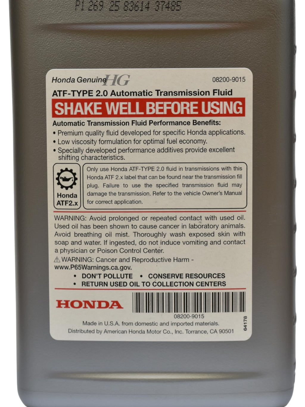Automatic Transmission Fluid ATF-Type 2.0 1 Quart F7755