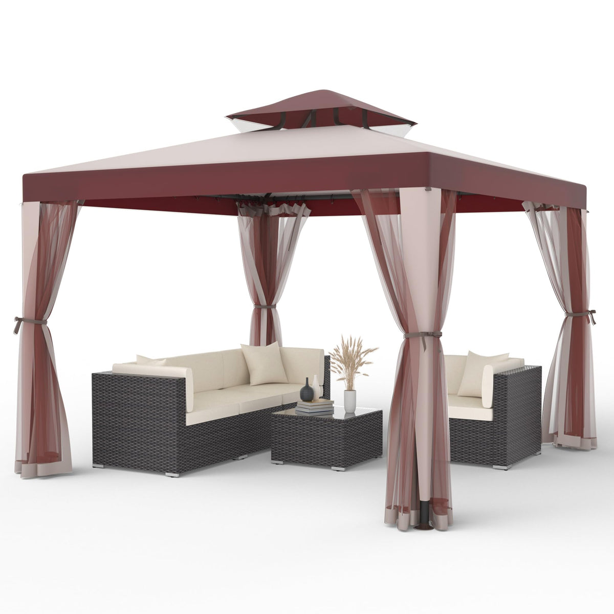 10x10 Outdoor Gazebo with Mosquito Netting K5290