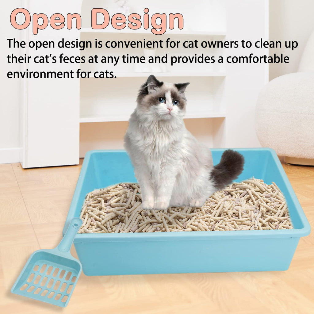 Medium Open Cat Litter Box with Scoop, Non-Stick Plastic, 15 x 11 x 4 Inches S747899