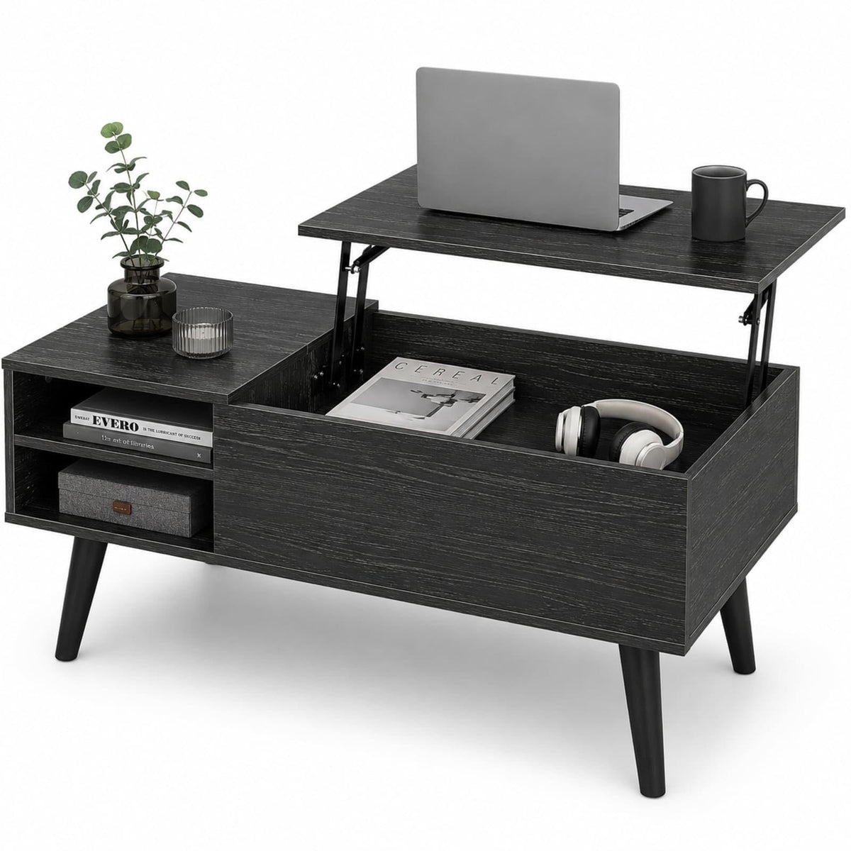 Lift Top Coffee Table with Hidden Storage, Black M72494