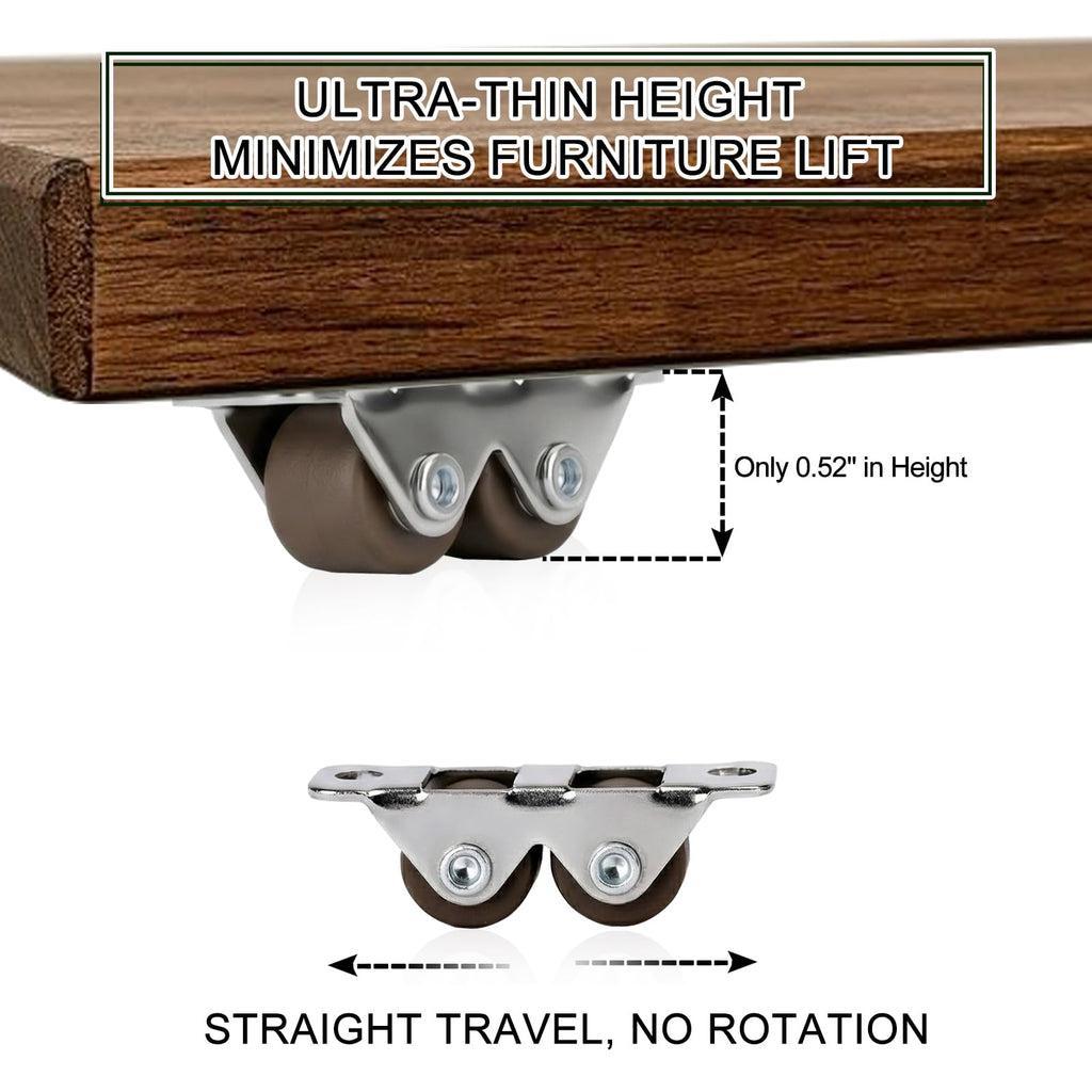 0.5" Dual-Wheel Mini Caster Wheels, 8-Pack R8365
