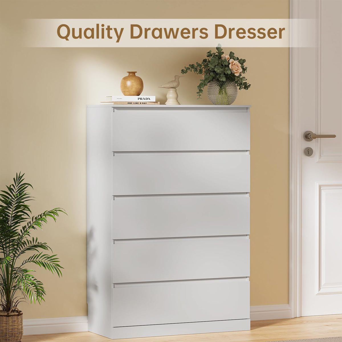 White 5 Drawer Dresser L67140