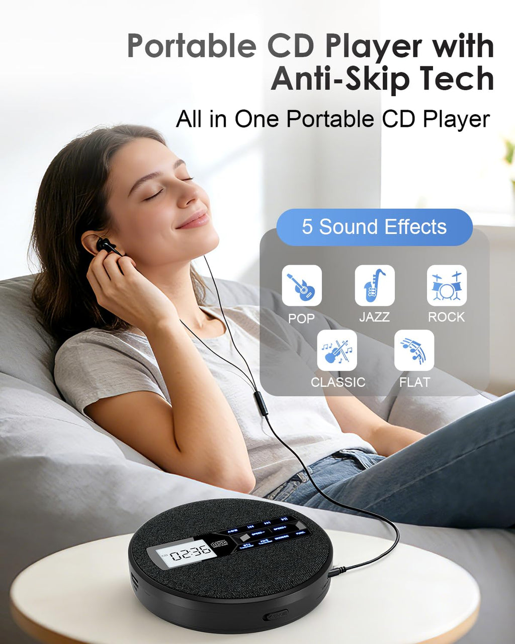 Portable CD Player with Bluetooth & FM Transmitter I9041