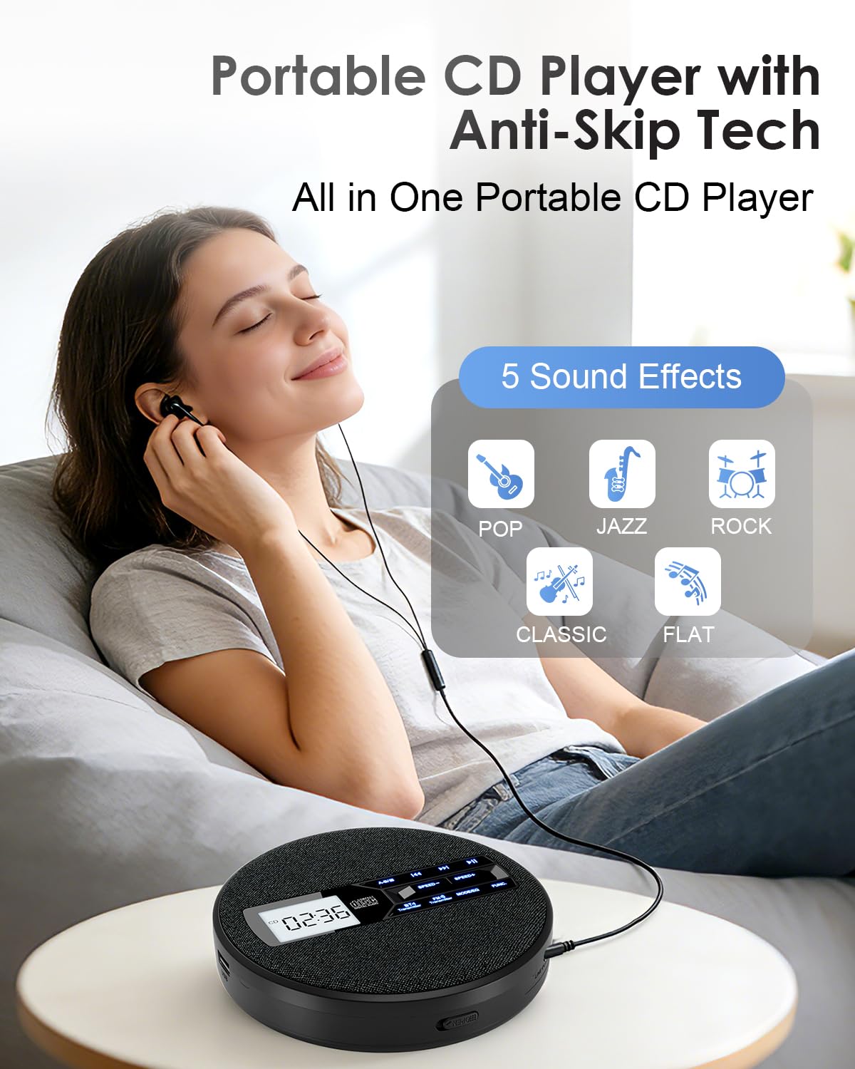 Portable CD Player with Bluetooth & FM Transmitter I9041