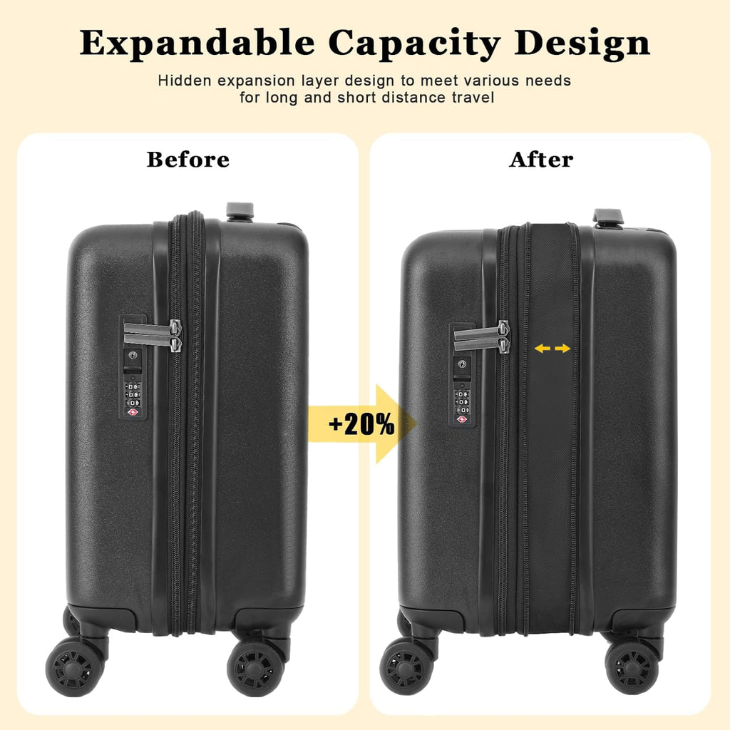 Expandable 16 Inch Underseat Carry On Luggage L7083