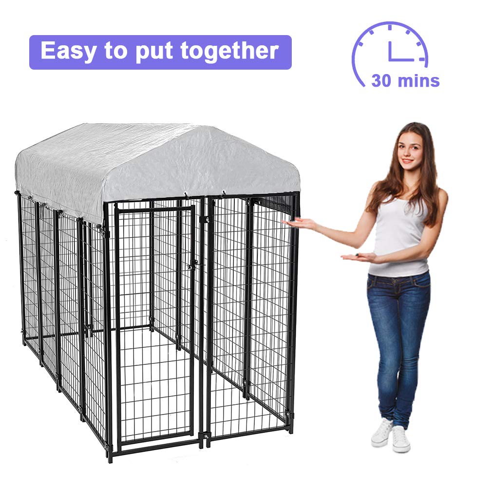 8'x4'x6' Heavy Duty Galvanized Metal Dog Kennel U595974