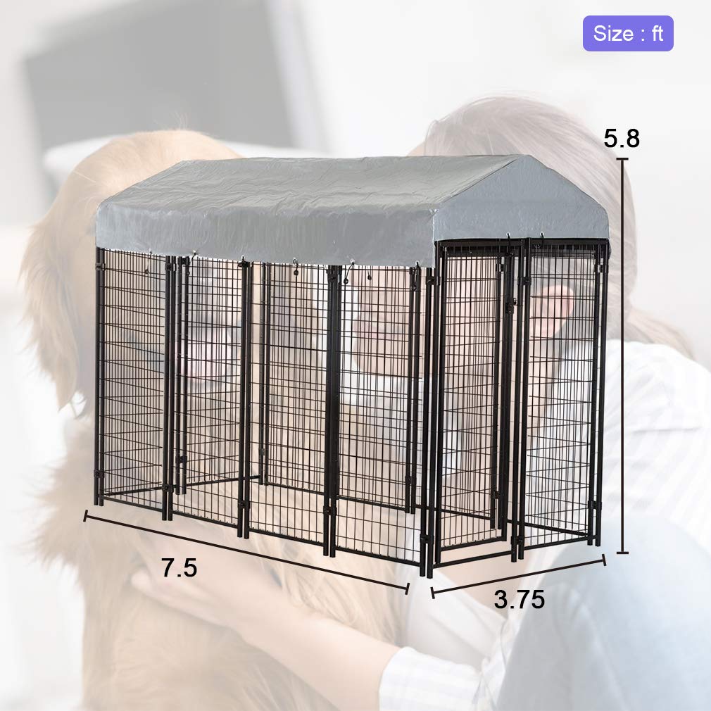 8'x4'x6' Heavy Duty Galvanized Metal Dog Kennel U595974