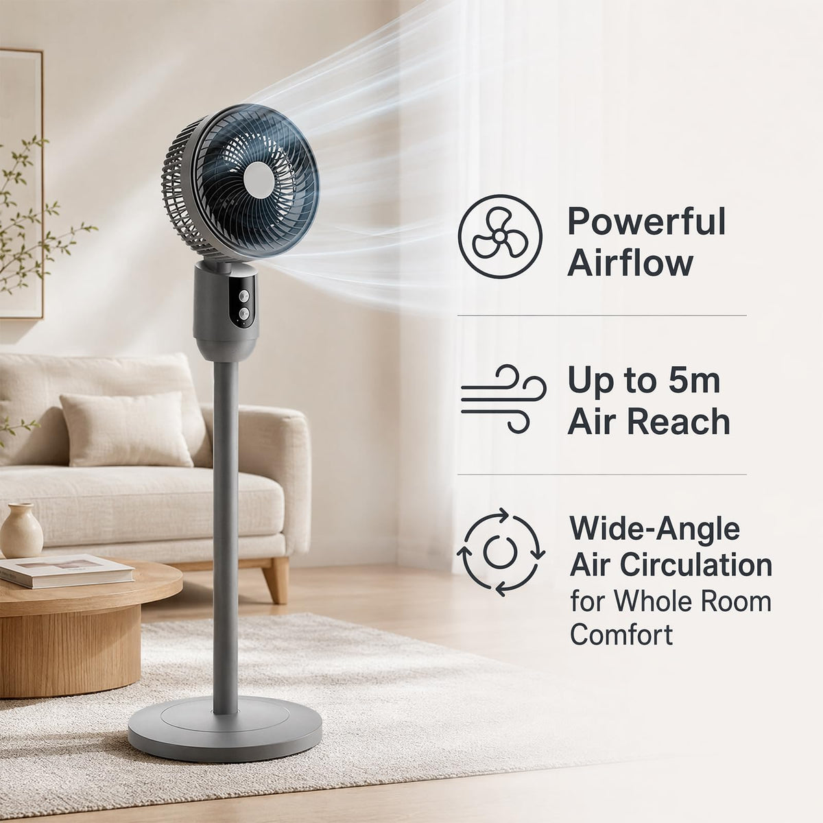 Super Quiet Adjustable Pedestal Fan D84937