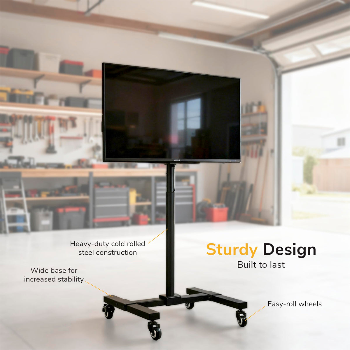 Black Mobile TV Stand with Locking Wheels F16085