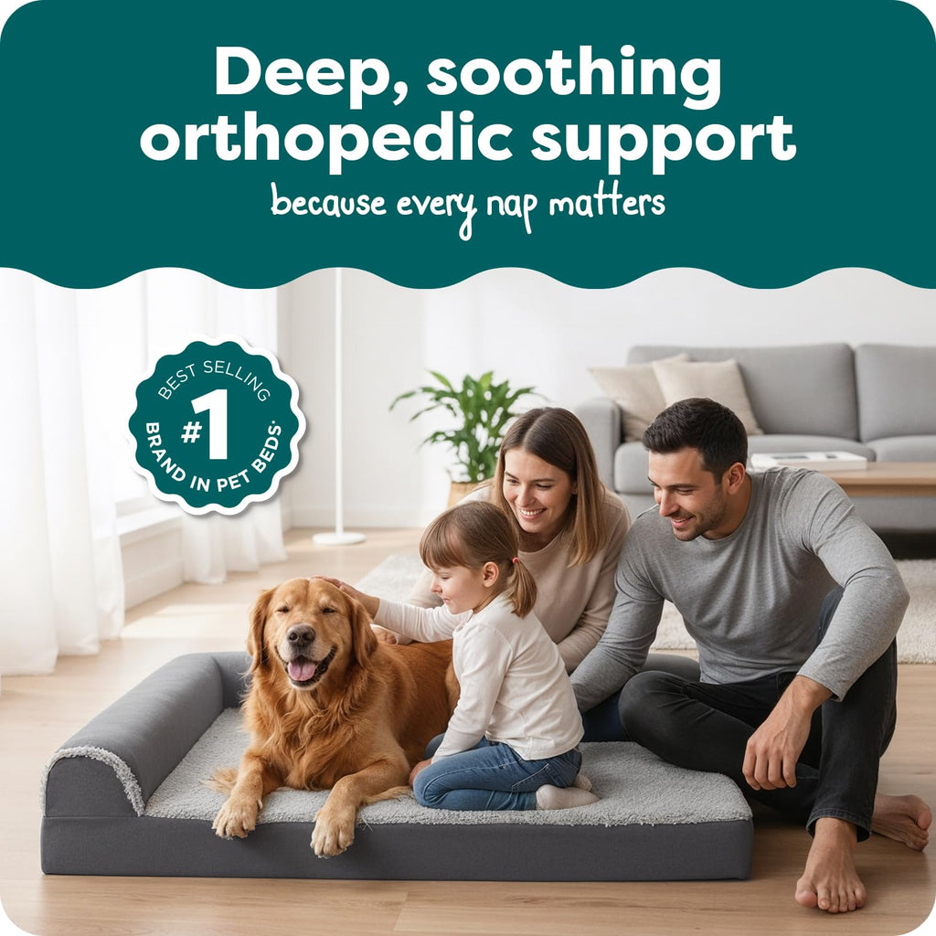 Orthopedic Dog Bed with Removable Bolsters & Washable Cover E517
