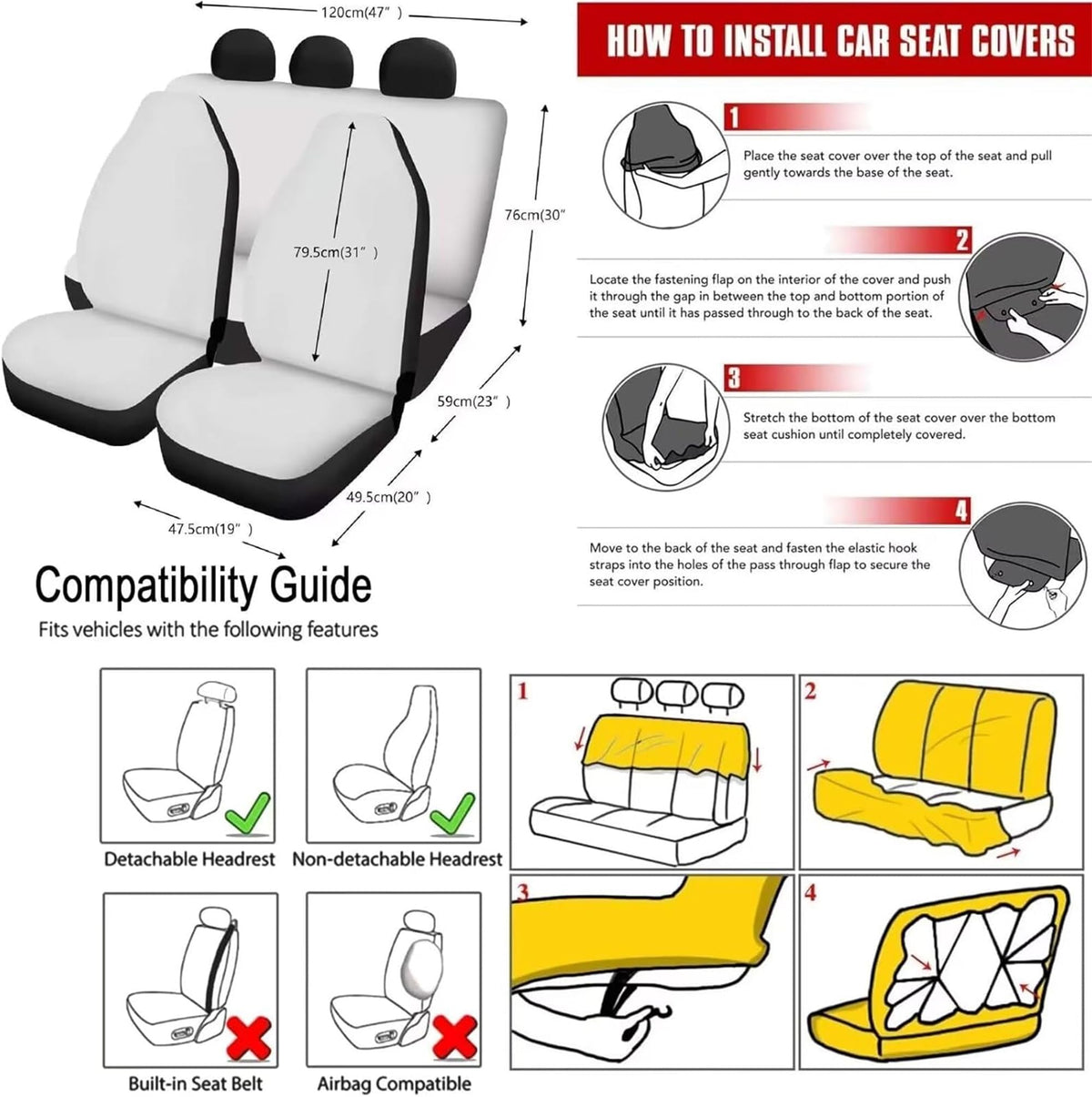 15 Pcs Car Seat Cover Set X838