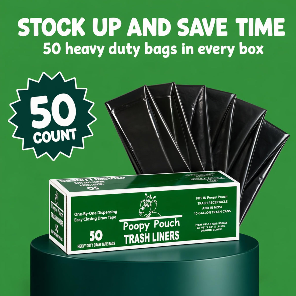 Black Dog Waste Can Liners 50pcs 27.5"x29" W6817
