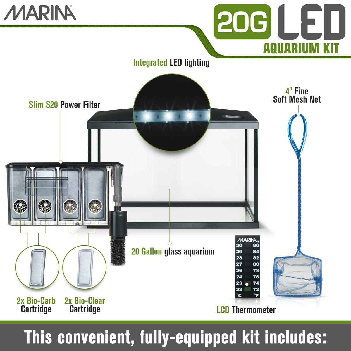 20 Gallon LED Aquarium Kit with Filter O606