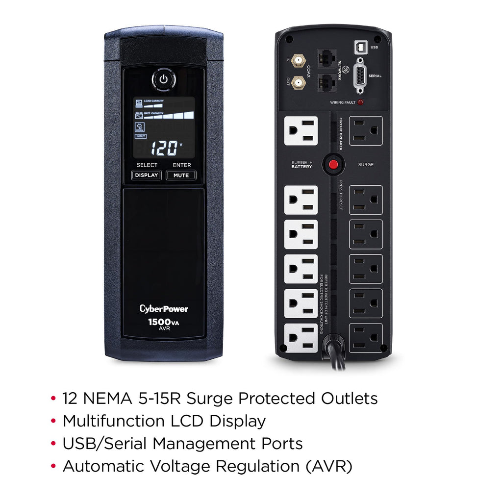 1500VA LCD UPS Battery Backup J1323