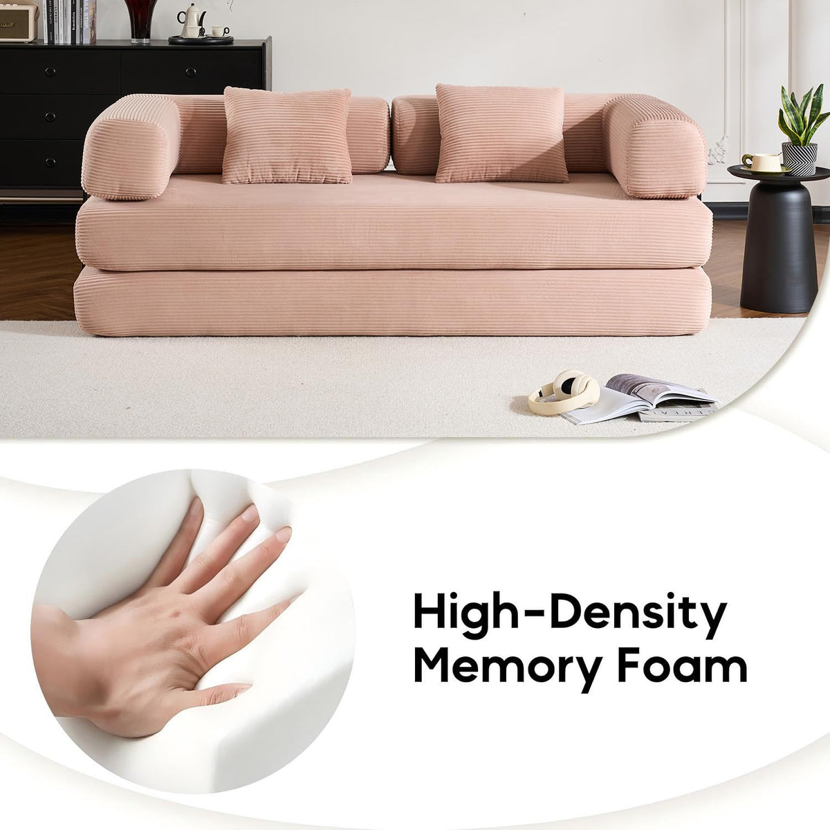 Pink Convertible Floor Sofa Bed T5354