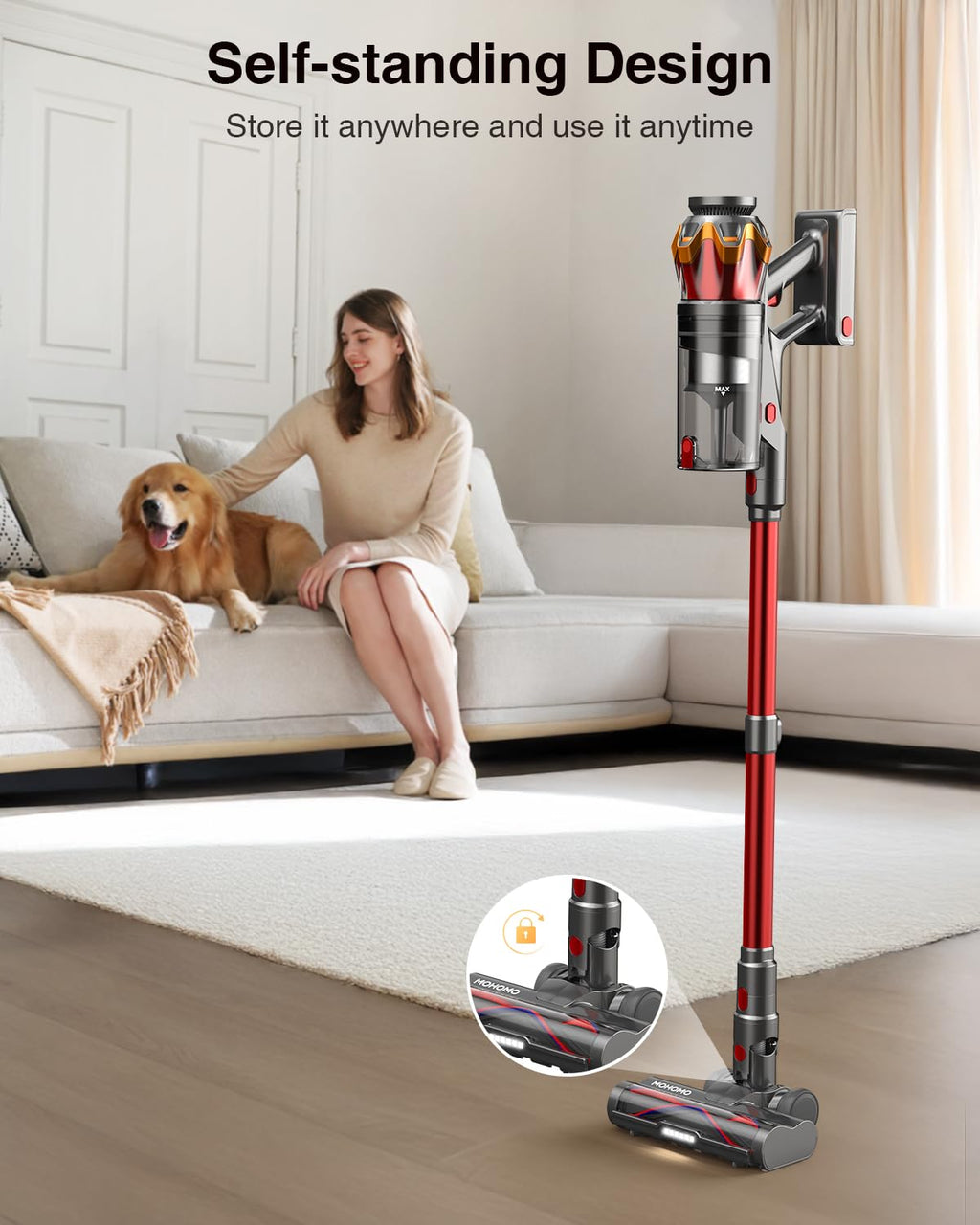 Cordless Stick Vacuum Cleaner 650W 55KPa Red Q399