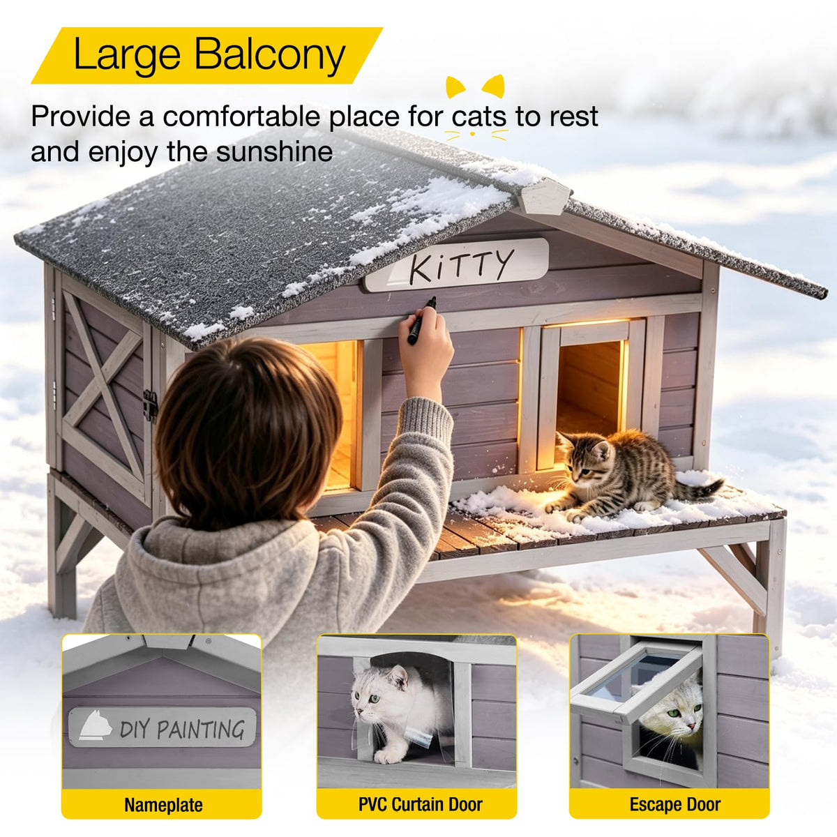 Outdoor Heated Cat House with Insulated Liner D96052