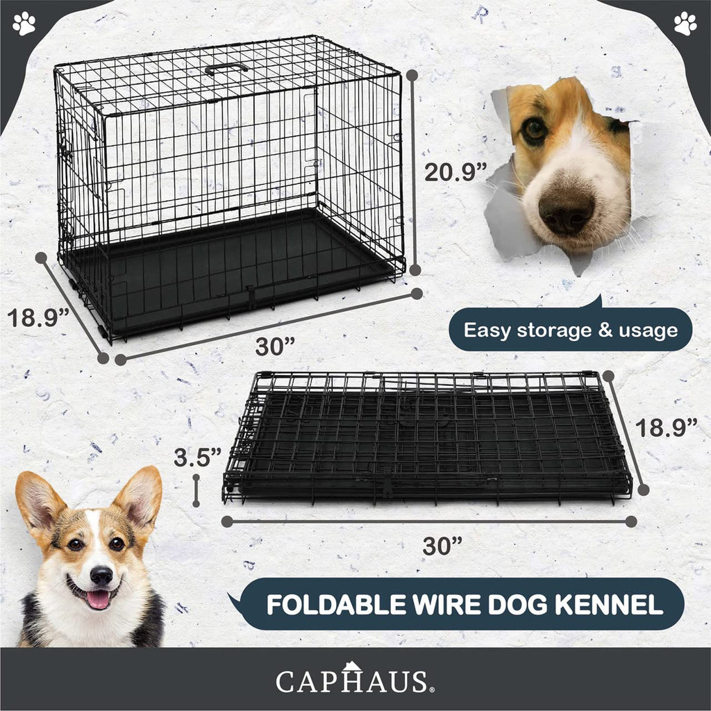 Foldable Wire Metal Dog Crate with Leak-Proof Pan U51513