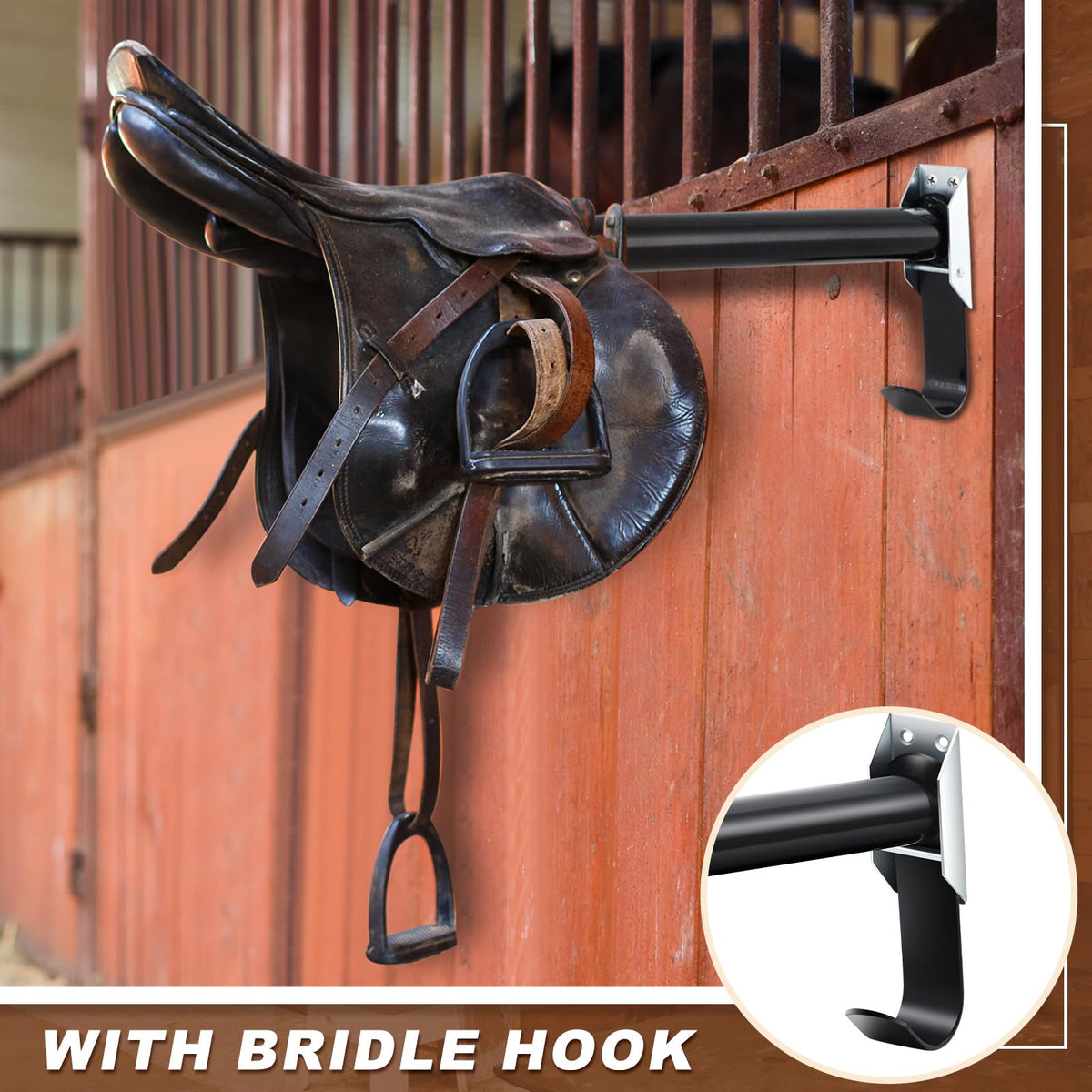 2 Pcs Wall Mount Saddle Rack with Bridle Holder E2142