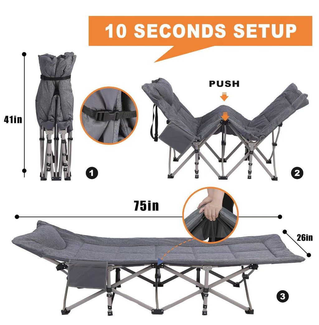 Heavy Duty Camping Cot with Mattress K3712