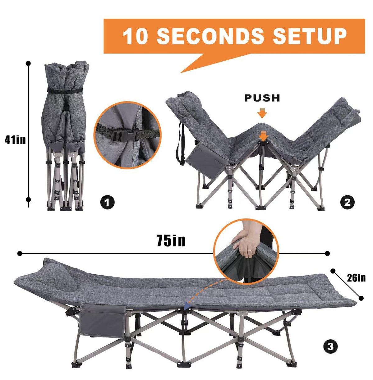Heavy Duty Camping Cot with Mattress K3712