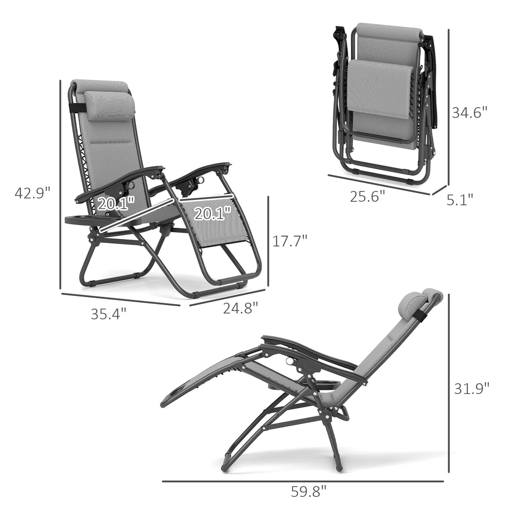 Zero Gravity Chairs Set of 2 Light Gray Q86449