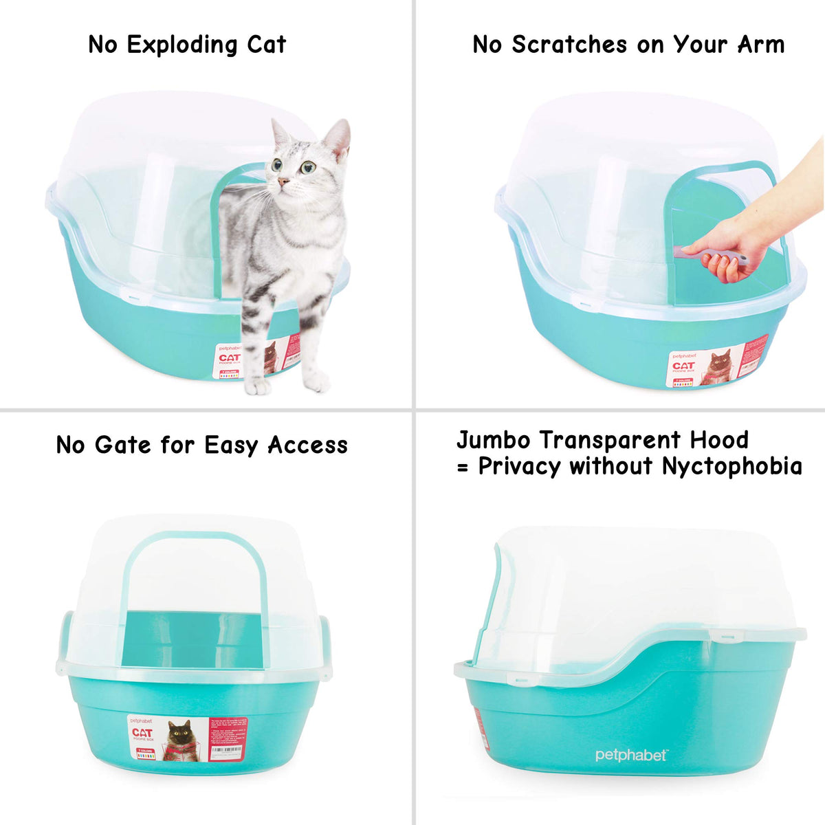 Jumbo Extra Large Teal Hooded Cat Litter Box Y64789