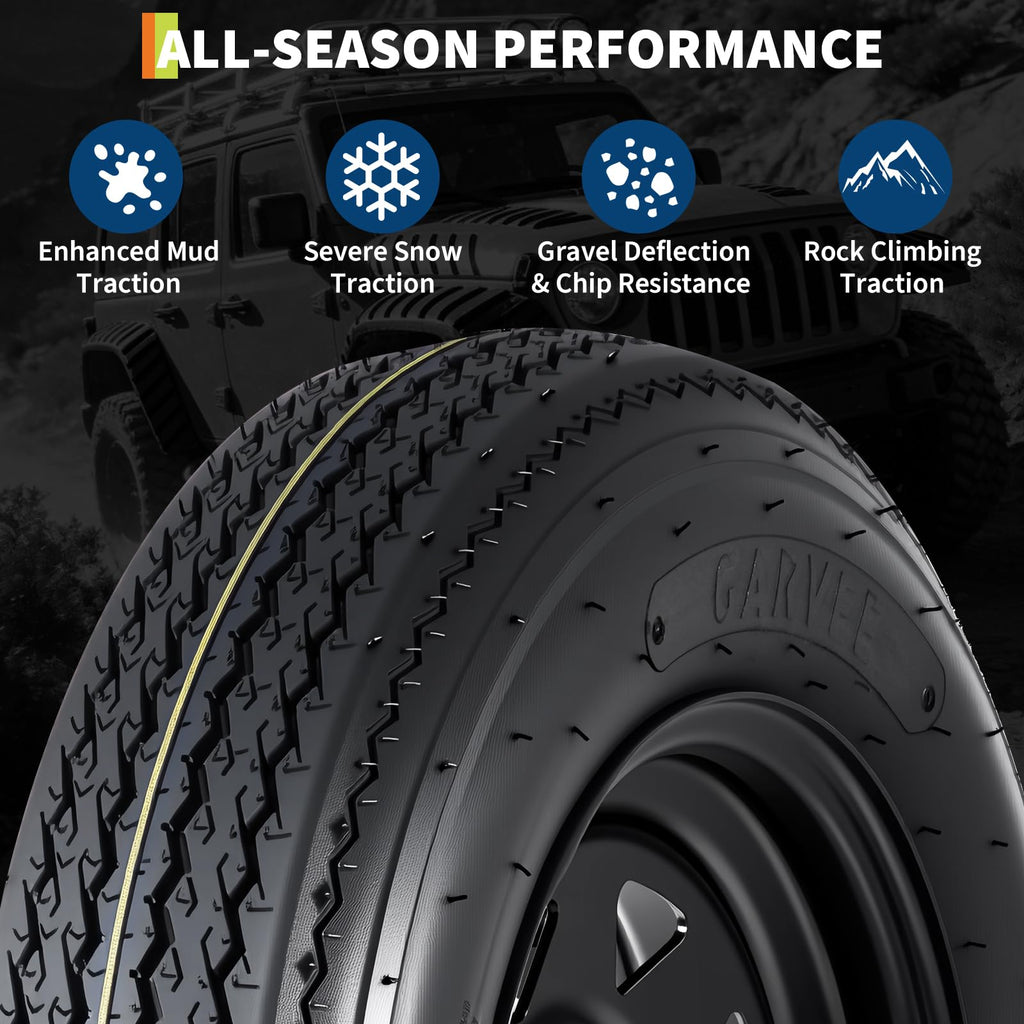 2-Pack Trailer Tire On Rim 5.30-12 4 Lug 12 in Wheels Load Range C Black V68422