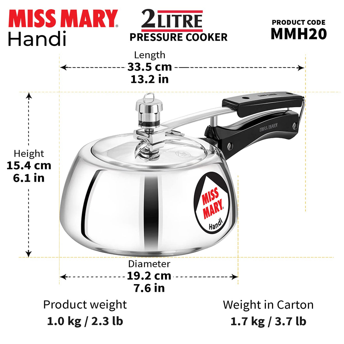 2 Litre Aluminium Pressure Cooker X68616