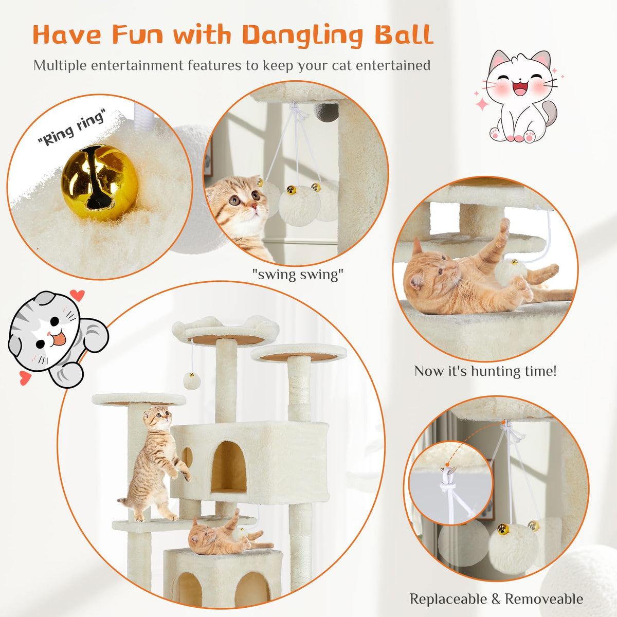 54-inch Cat Tree Tower with Scratching Posts O401