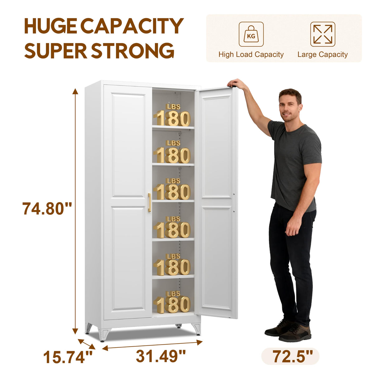 75" Metal Kitchen Pantry Cabinet with Doors B46041