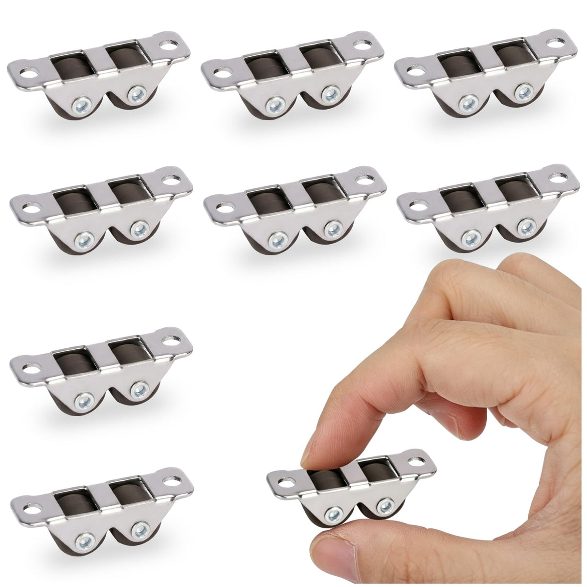 0.5" Dual-Wheel Mini Caster Wheels, 8-Pack R8365