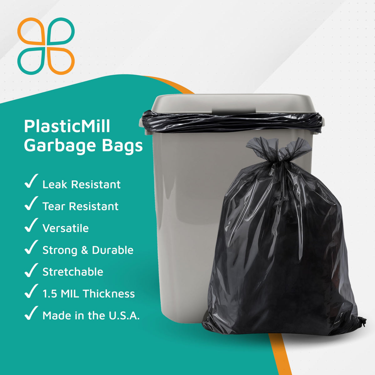 Black 42-Gallon 1.5 Mil Tall Trash Can Liners L80143