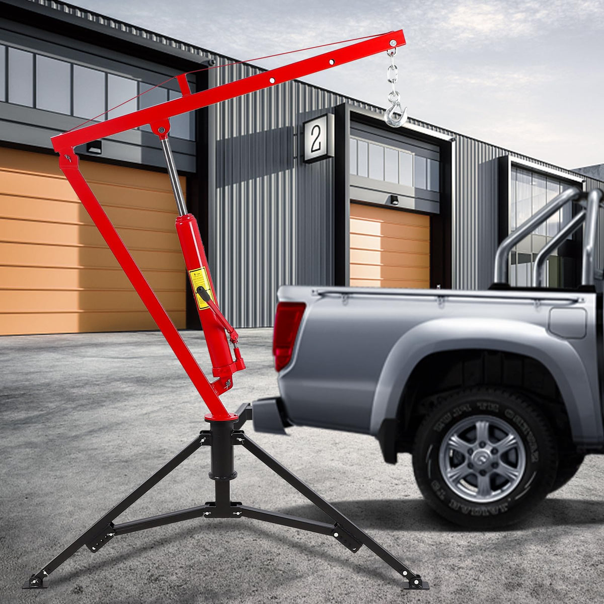 Hydraulic Pickup Truck Crane 360° Swivel 2-Inch Hitch Receiver 1000 Lbs E55072