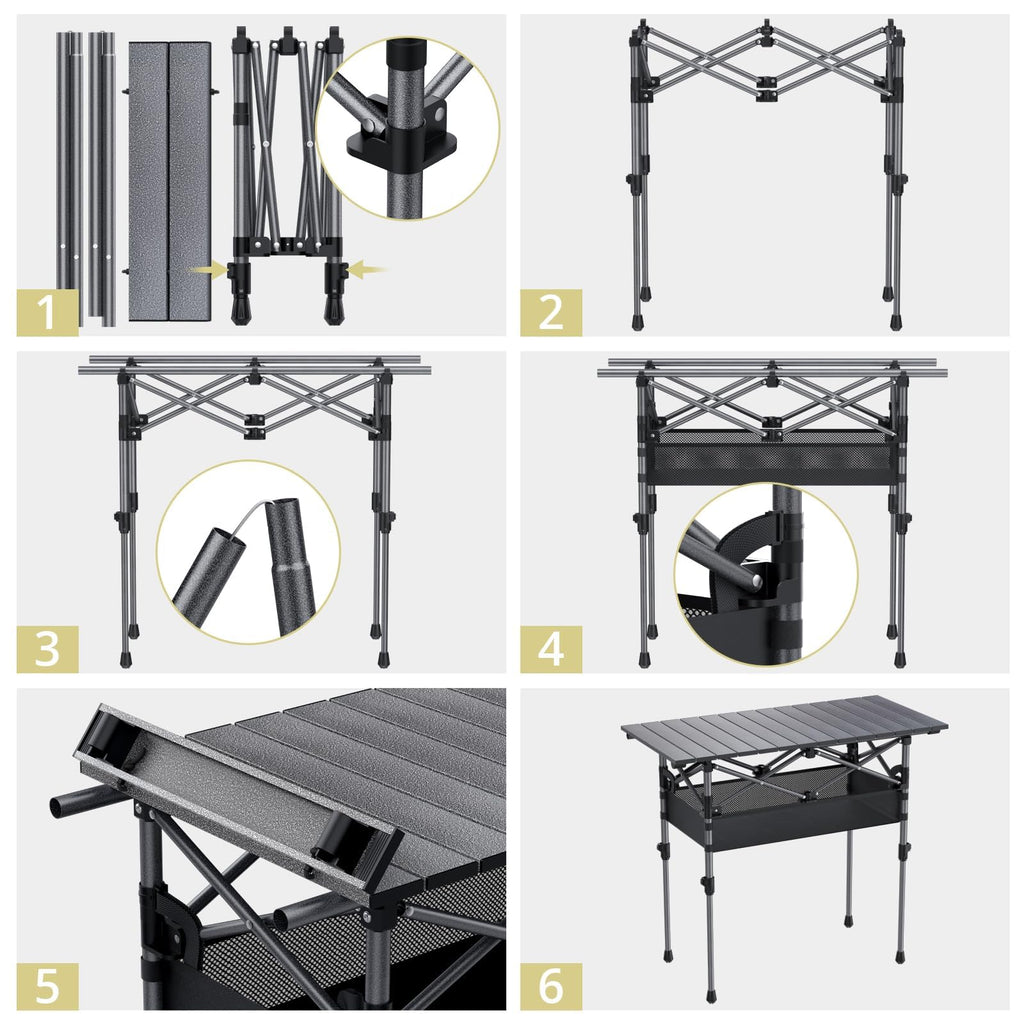 3ft Aluminum Roll Top Folding Camping Table G5206