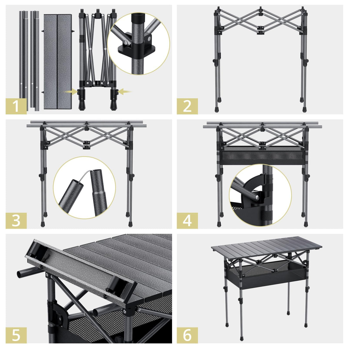 3ft Aluminum Roll Top Folding Camping Table G5206