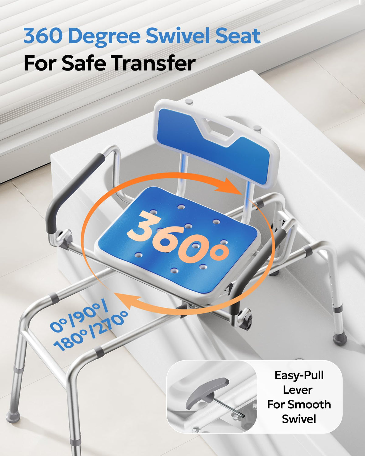 Sliding Shower Chair with 360° Swivel Seat U5368