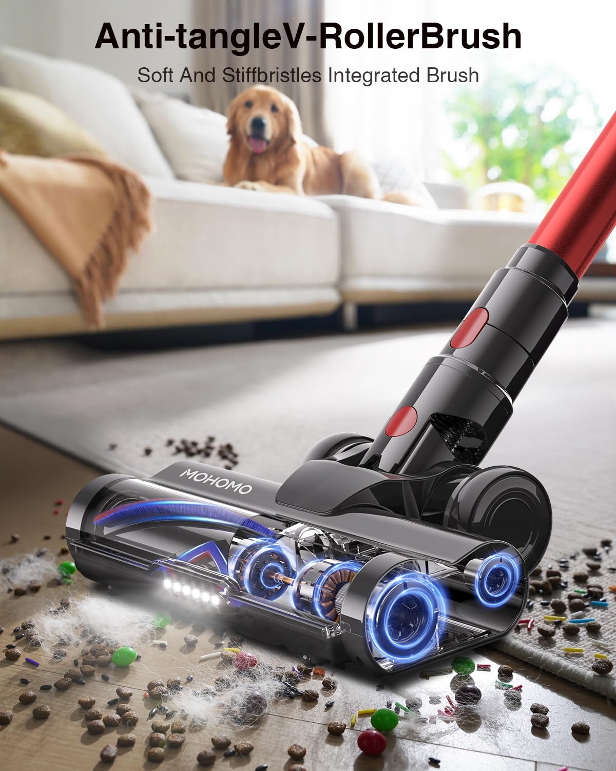 Cordless Stick Vacuum Cleaner 650W 55KPa Red Q399