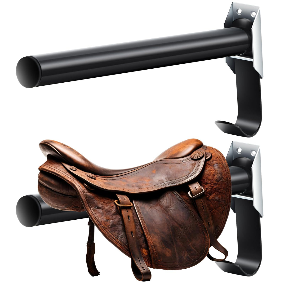 2 Pcs Wall Mount Saddle Rack with Bridle Holder E2142