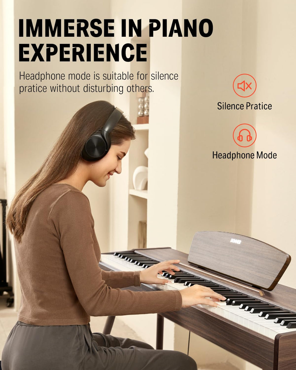 88 Keys Weighted Hammer Mechanism Digital Piano with Stand and Triple Pedal J285670
