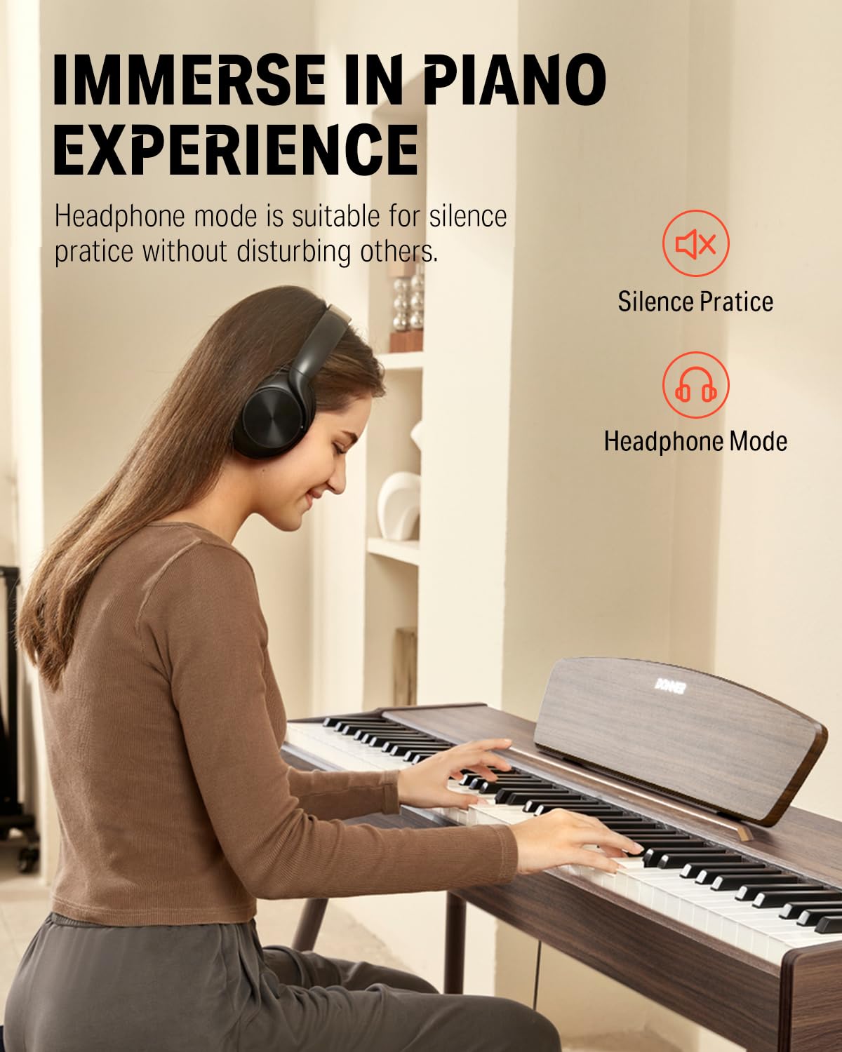 88 Keys Weighted Hammer Mechanism Digital Piano with Stand and Triple Pedal J285670