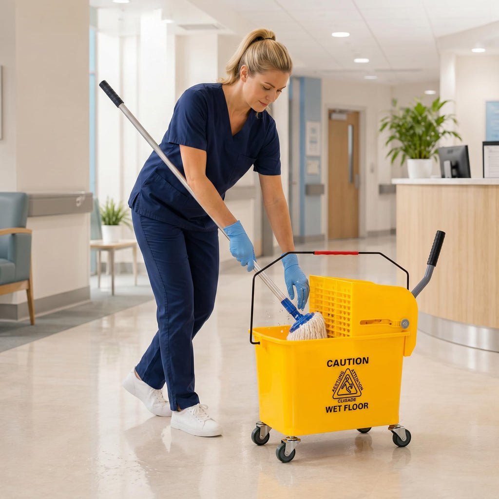 Yellow 21 Quart Mop Bucket with Wheels S31543