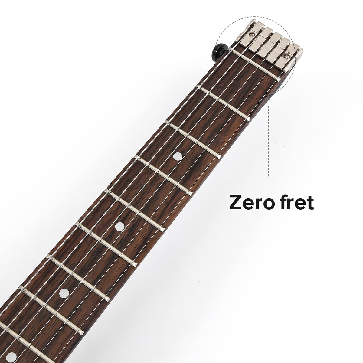 Travel Electric Guitar Headless 6 String One-piece Canada Maple Neck Double Locking Tremolo Bridge with Gigbag E714